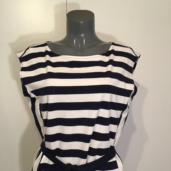 Tommy Hilfiger Nautical Dress with Cap Sleeves and Square Neckline Size L - Picture 2 of 9